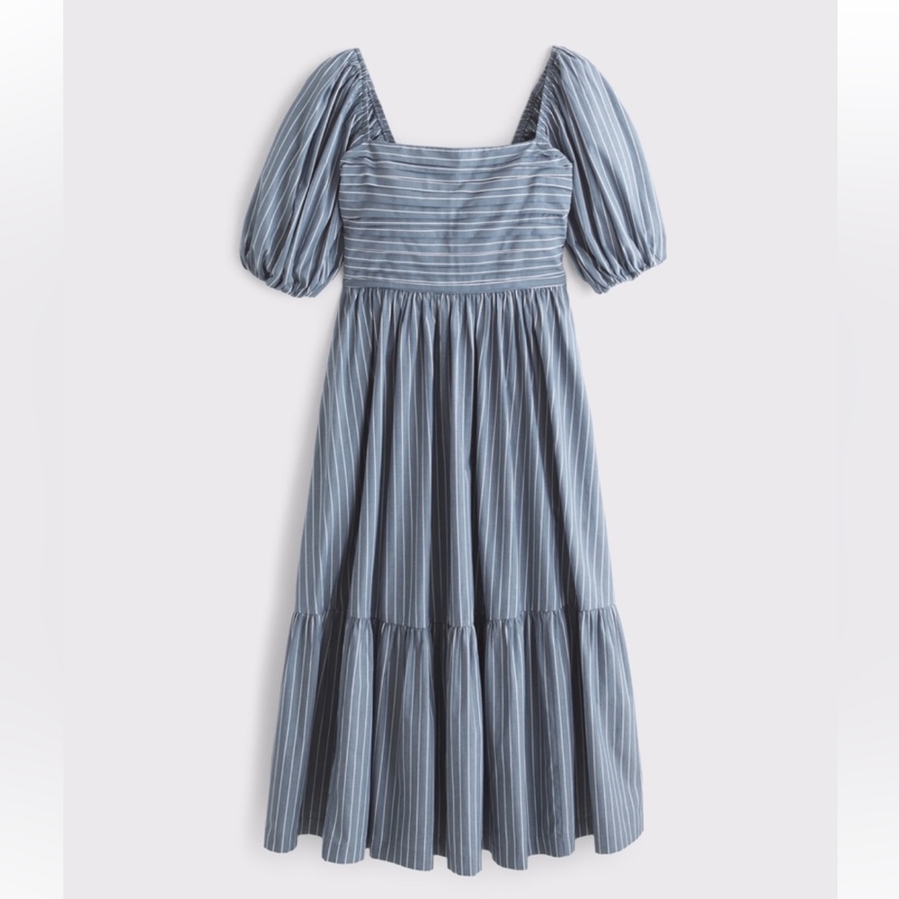 NWT Abercrombie & Fitch Emerson Poplin Puff Sleeve Midi Dress